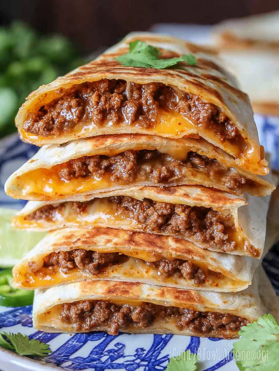 Cheesy Ground Beef Quesadillas