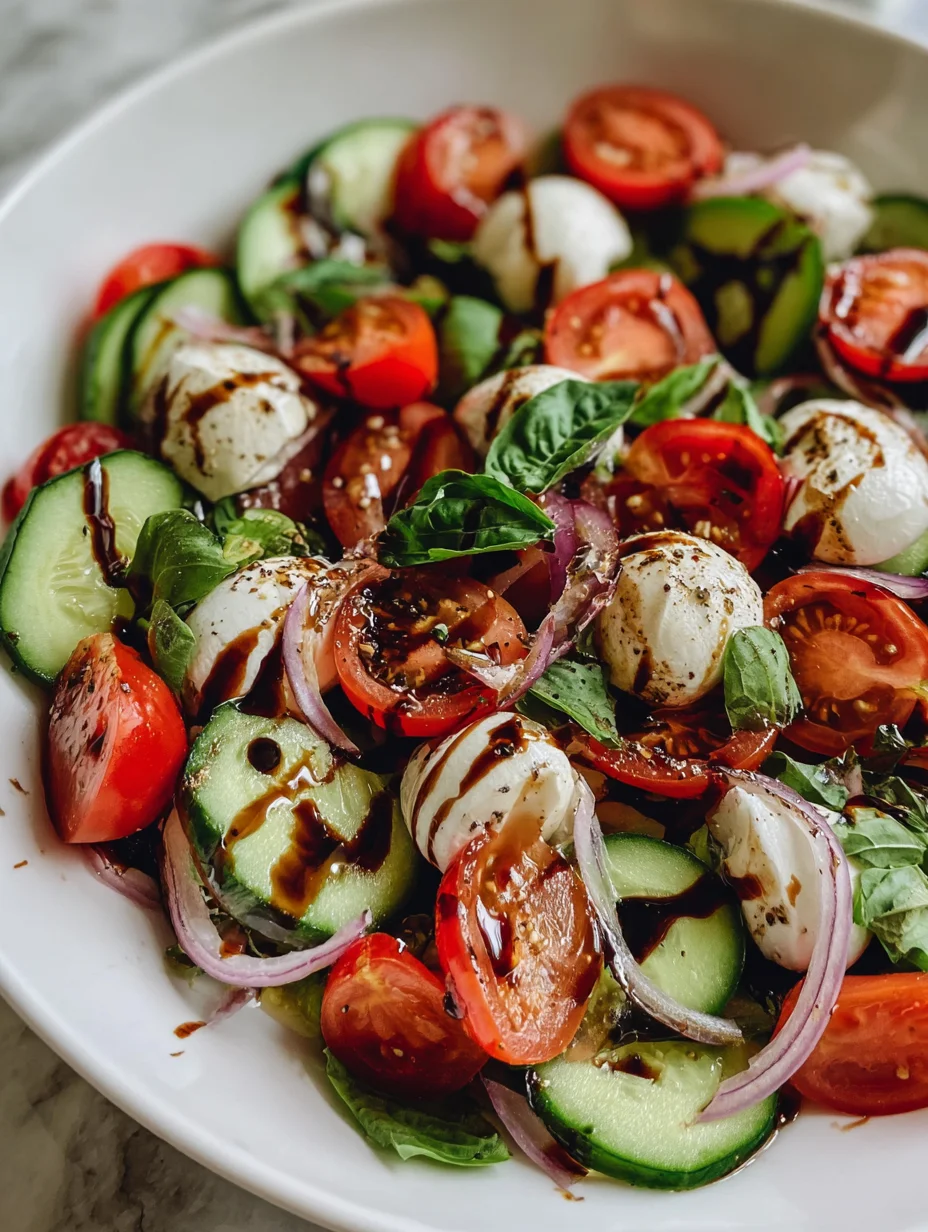 Fresh Cucumber Caprese Salad