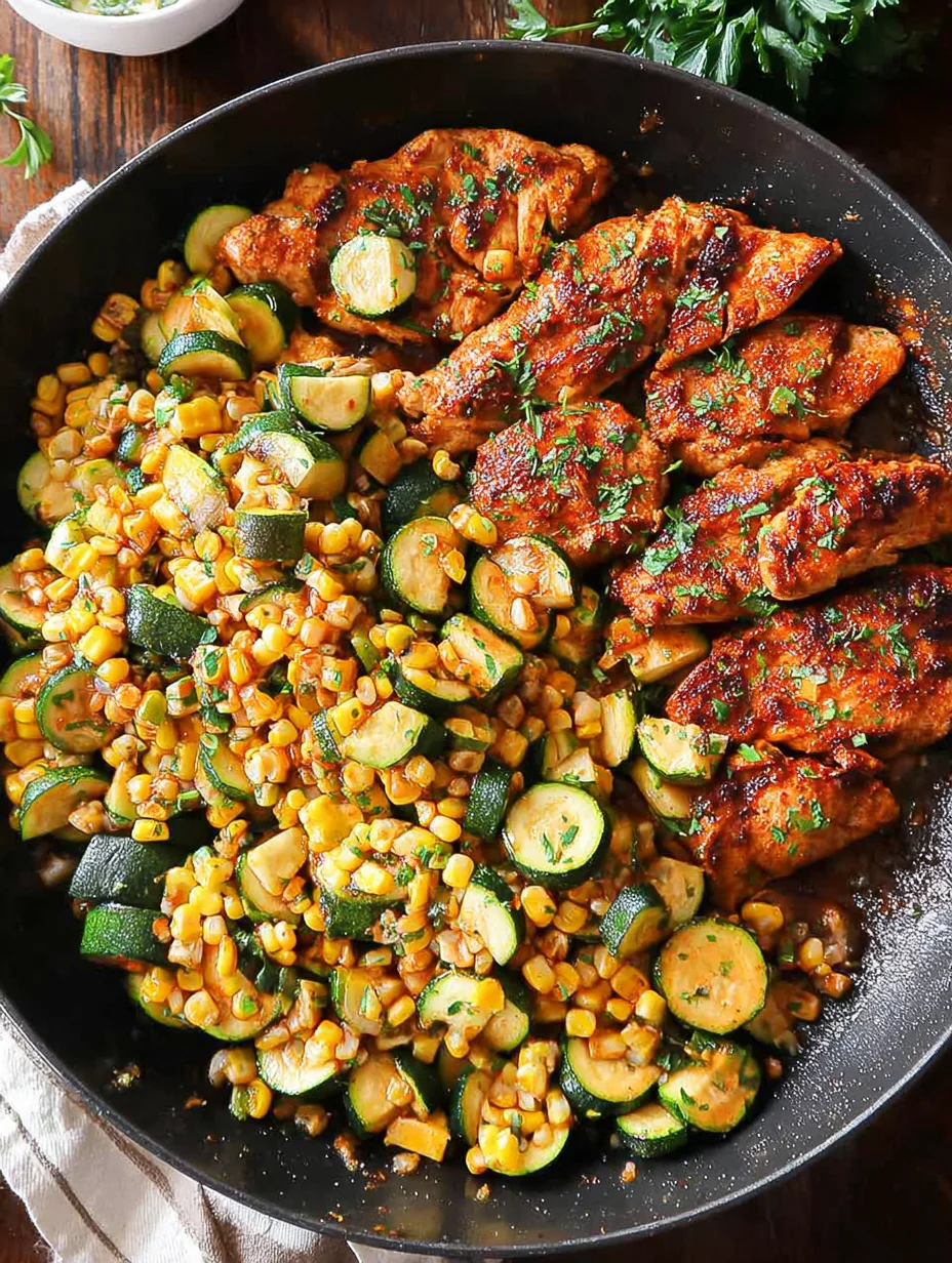 Garlic Butter Chicken with Zucchini and Corn