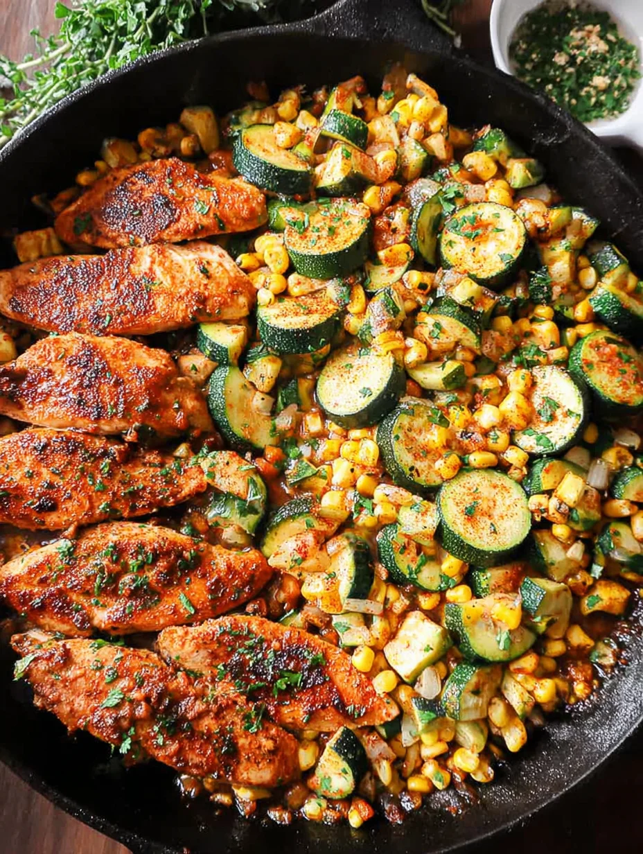 Garlic Butter Chicken with Zucchini and Corn