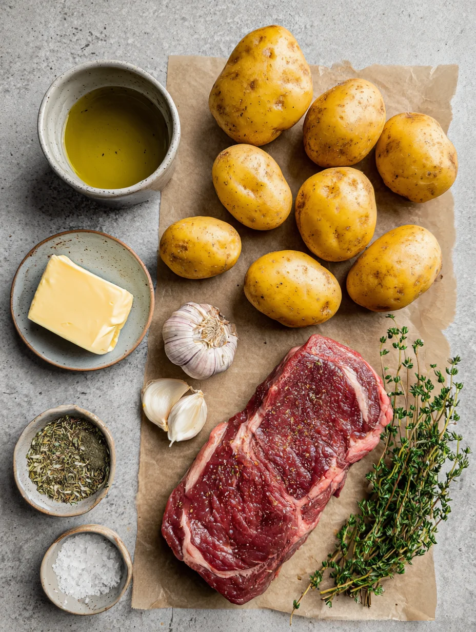 Garlic Butter Steak Bites and Potatoes