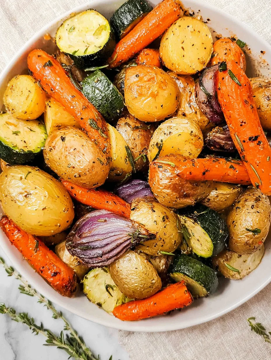 Garlic Herb Roasted Potatoes Carrots and Zucchini