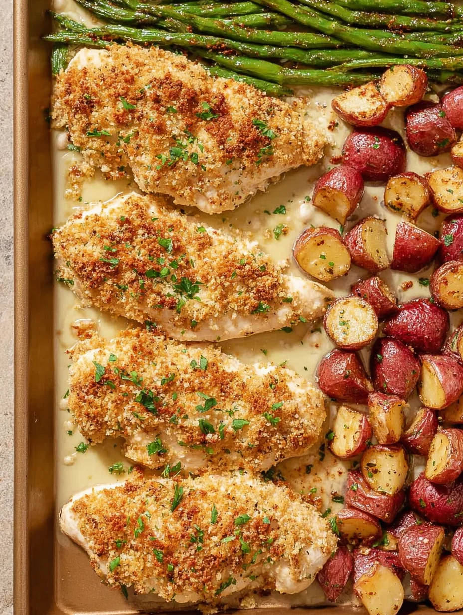 Parmesan Crusted Chicken Sheet Pan Dinner