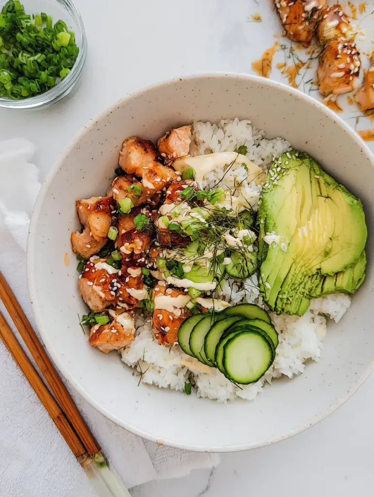 Spicy Salmon Bowls with Coconut Rice