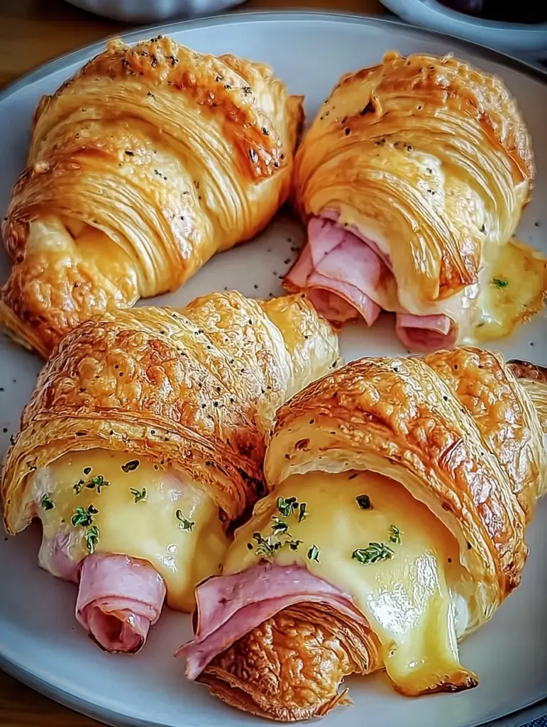 Baked Ham and Cheese Croissants