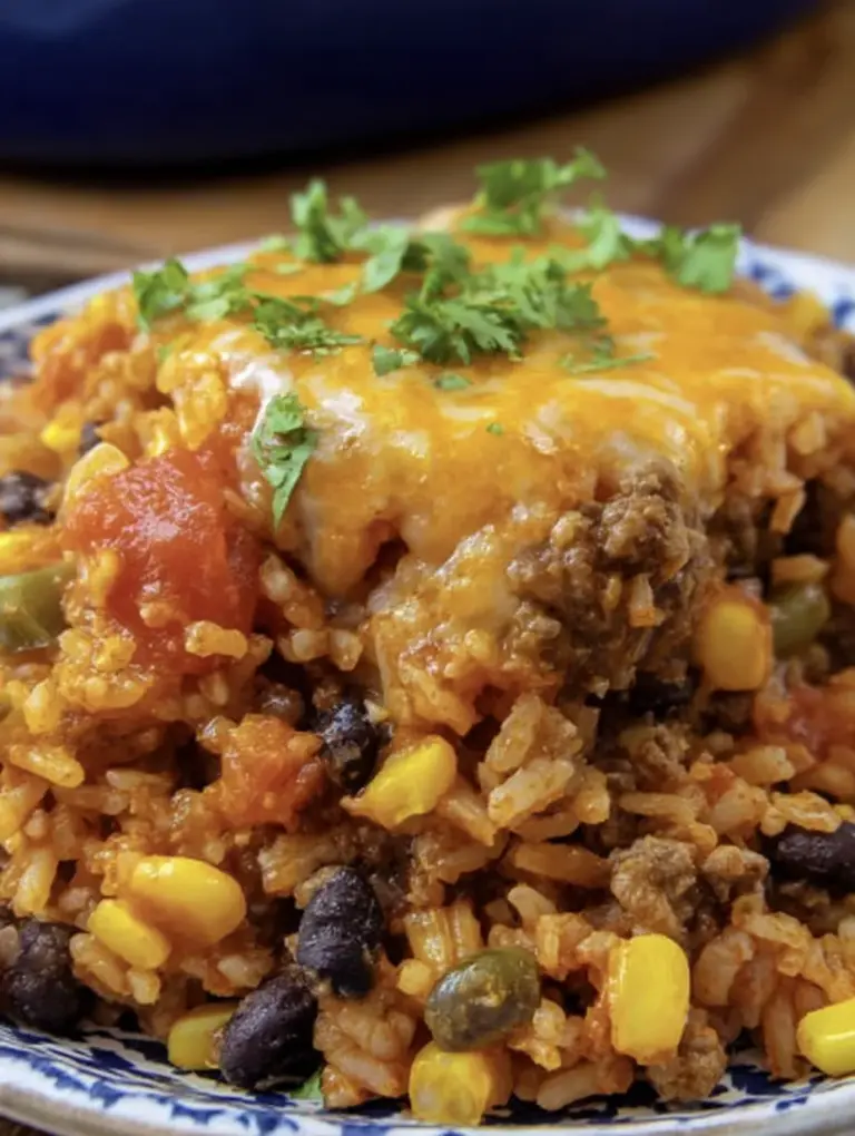 Beef Enchilada Casserole with Rice