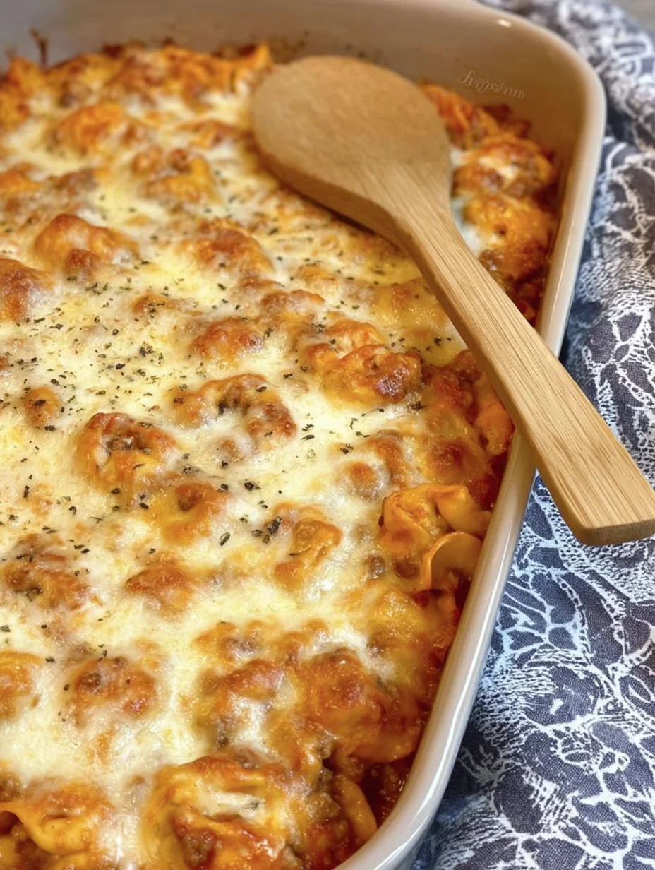 Cheesy Baked Tortellini Casserole With Meat Sauce