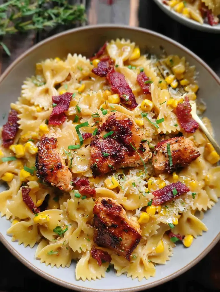 Creamy Chicken and Corn Pasta with Bacon