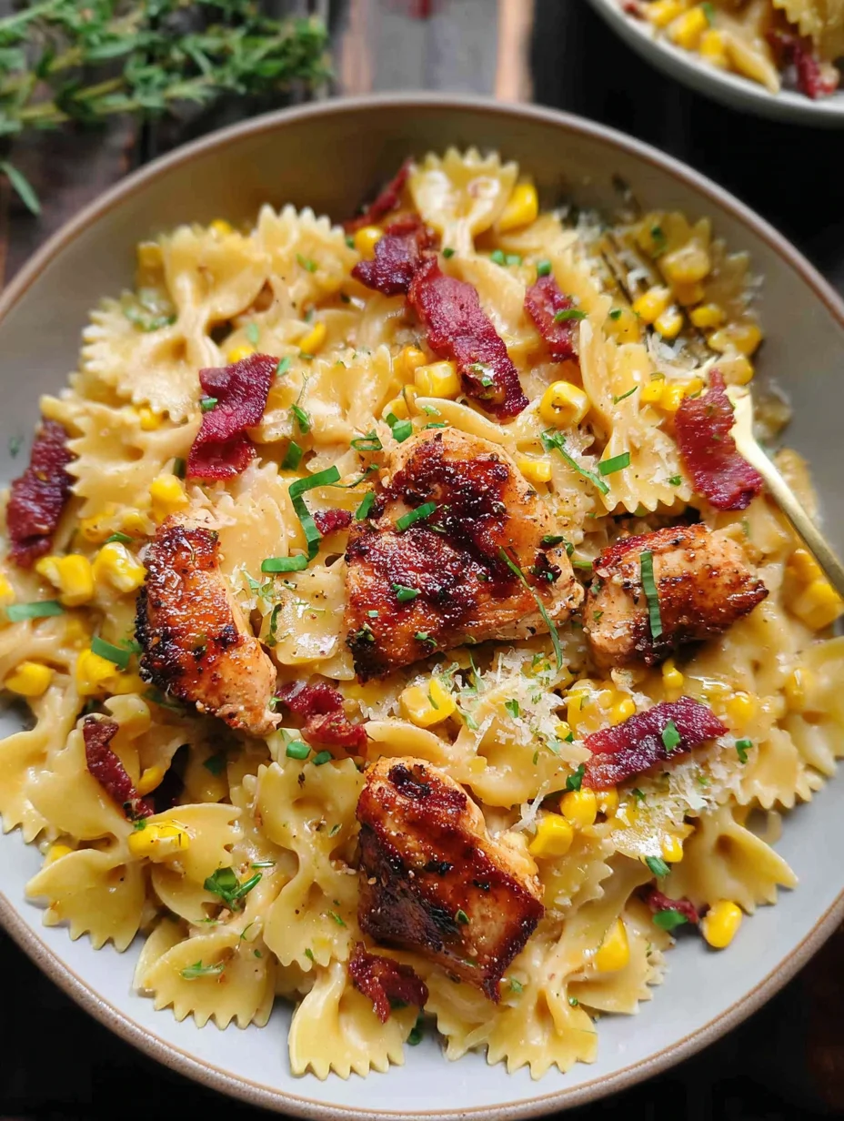 Creamy Chicken and Corn Pasta with Bacon