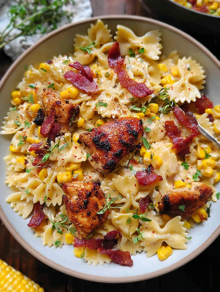 Creamy Chicken and Corn Pasta with Bacon