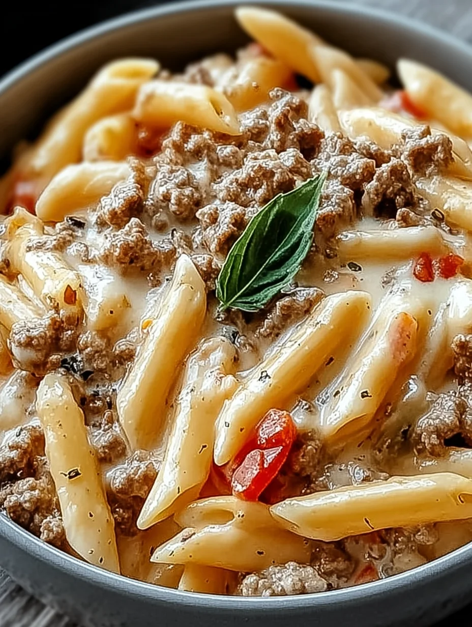 Creamy Rotel Pasta with Ground Beef