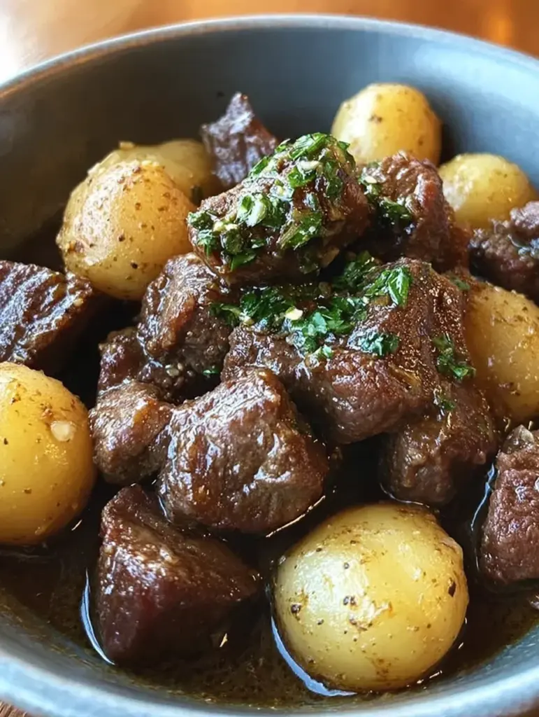 Garlic Butter Beef Bites with Potatoes