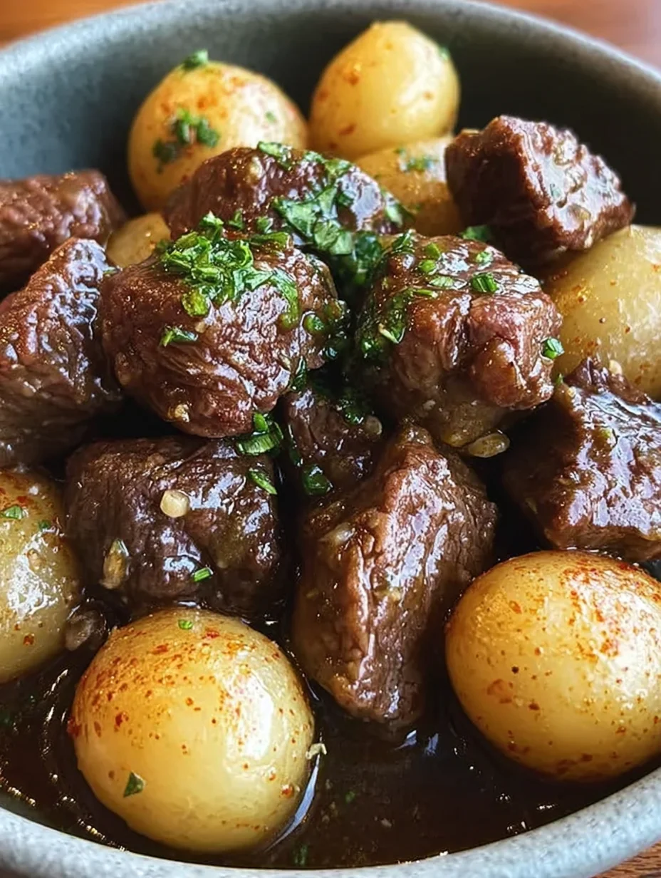 Garlic Butter Beef Bites with Potatoes