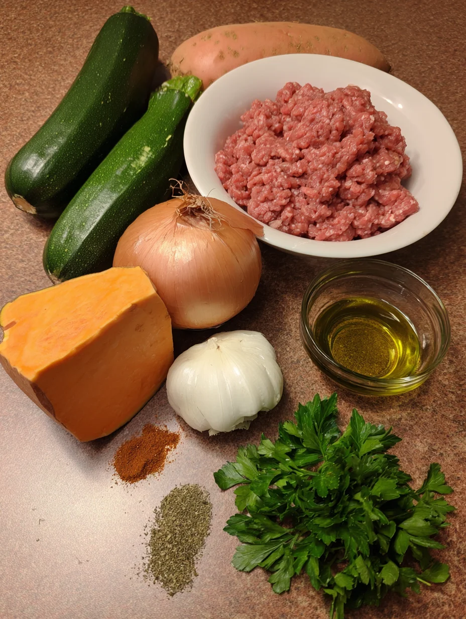 Ground Beef Zucchini Sweet Potato Skillet