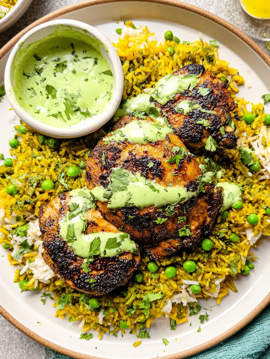 Peruvian Chicken and Rice with Green Sauce