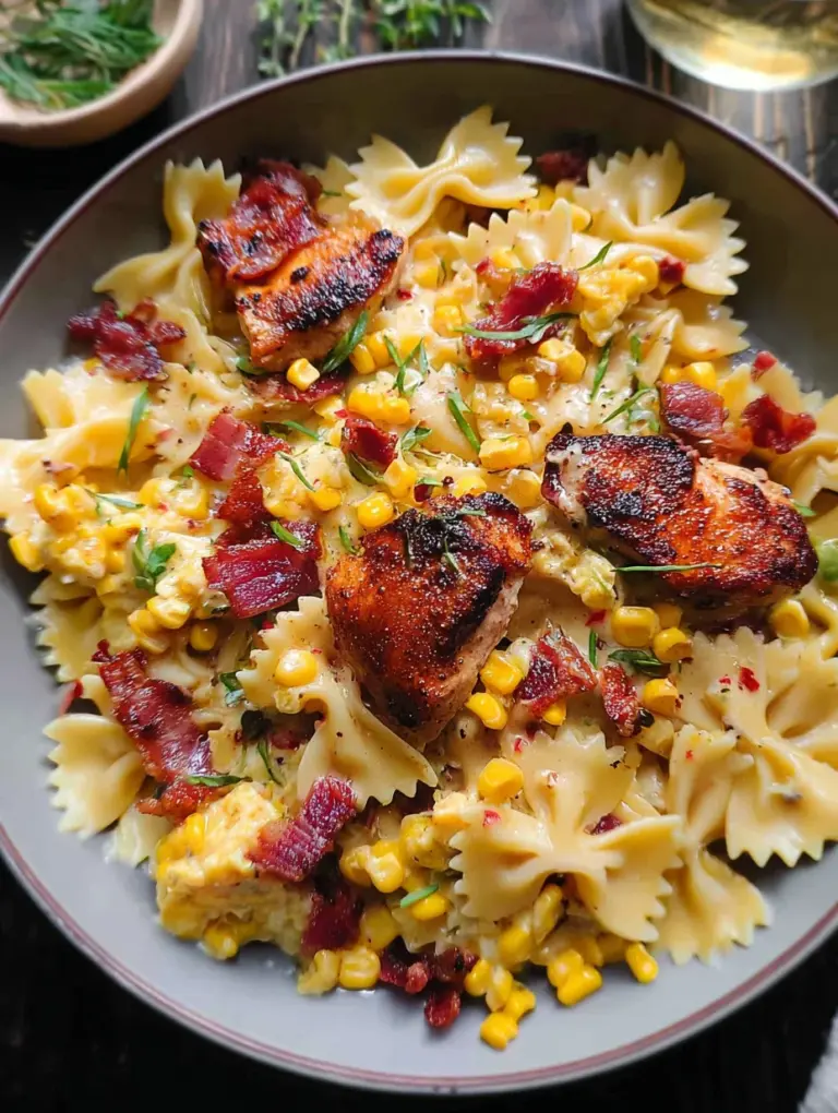 Creamy Chicken and Corn Pasta with Bacon