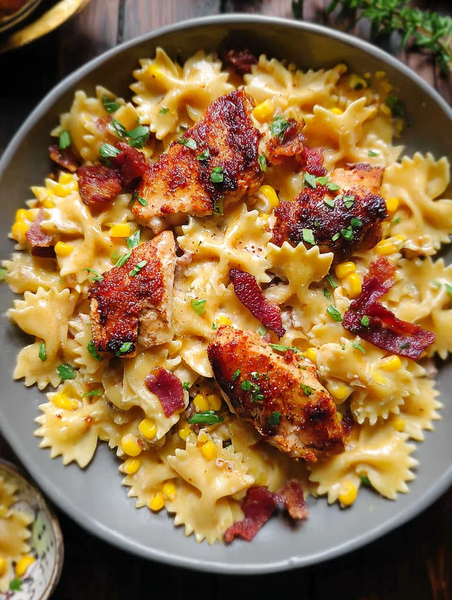 Creamy Chicken and Corn Pasta with Bacon