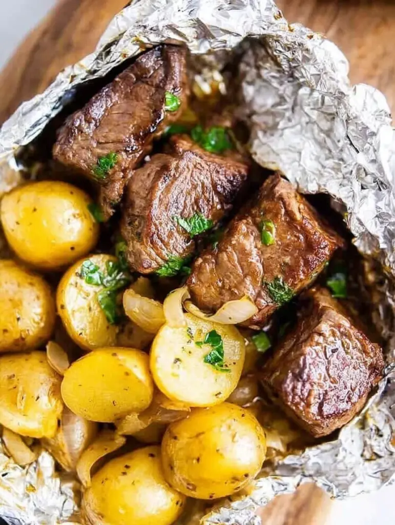 Garlic Butter Steak and Potato Foil Packets