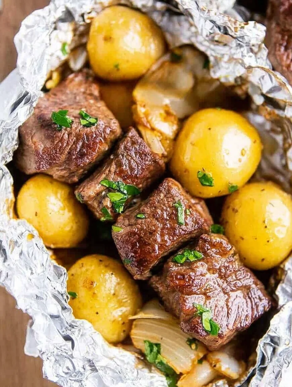 Garlic Butter Steak and Potato Foil Packets