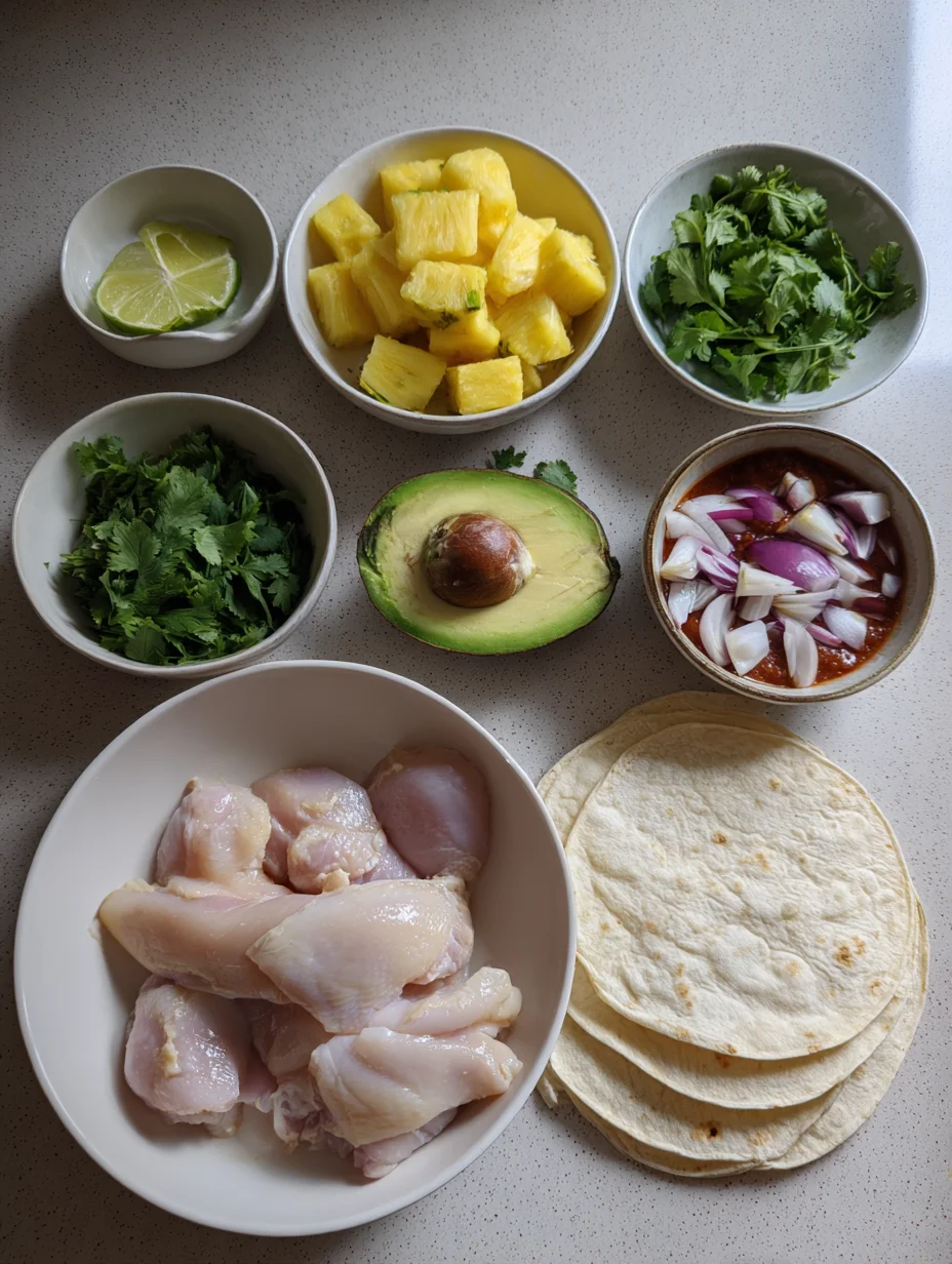 One Pan Chicken & Pineapple Tacos