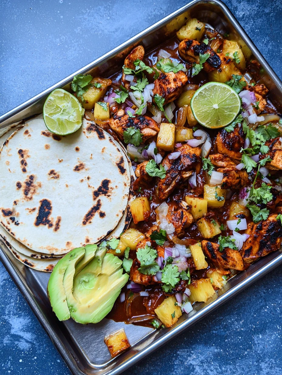 One Pan Chicken & Pineapple Tacos