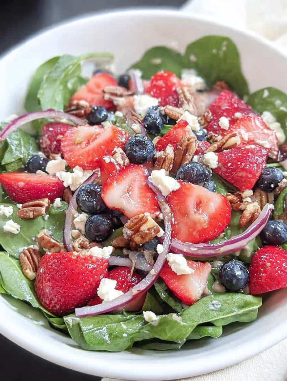 Spinach Strawberry Salad with Feta Cheese