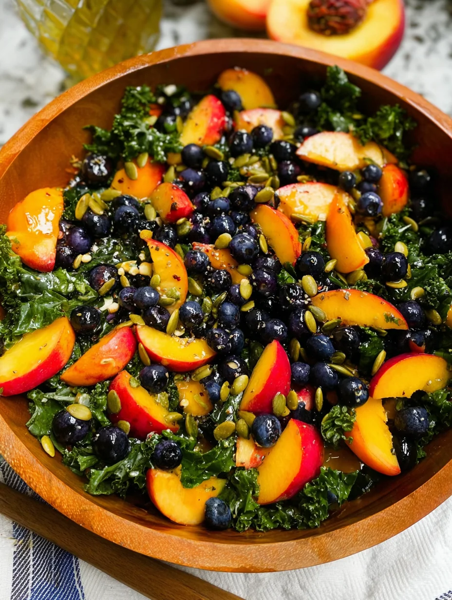 Summer Peach Blueberry Kale Salad
