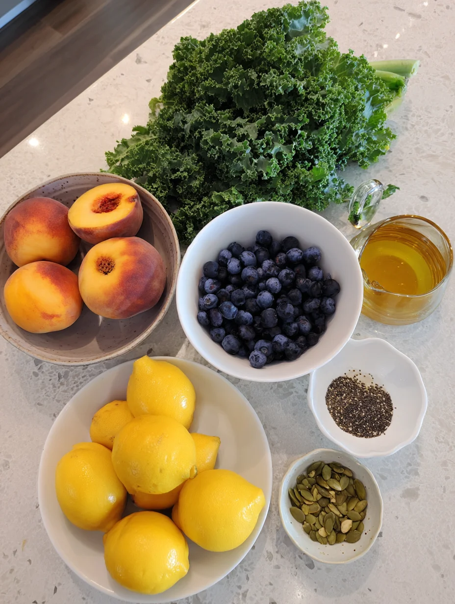 Summer Peach Blueberry Kale Salad