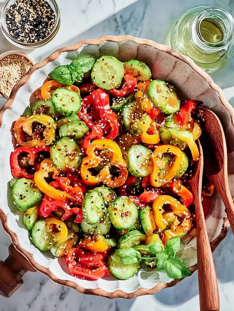 Viral TikTok Cucumber Bell Pepper Salad