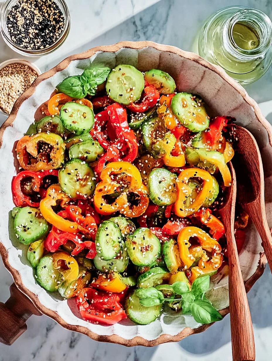 Viral TikTok Cucumber Bell Pepper Salad
