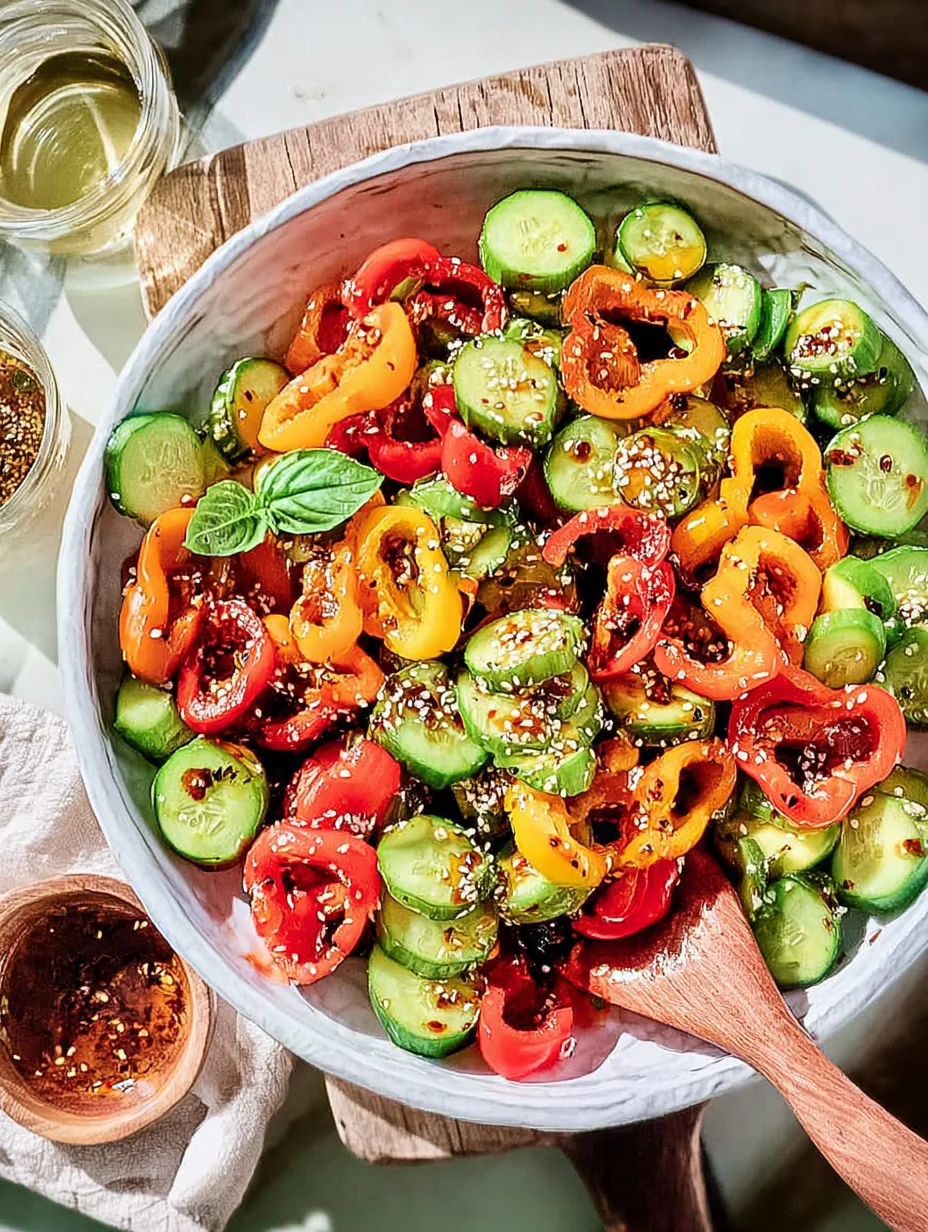 Viral TikTok Cucumber Bell Pepper Salad