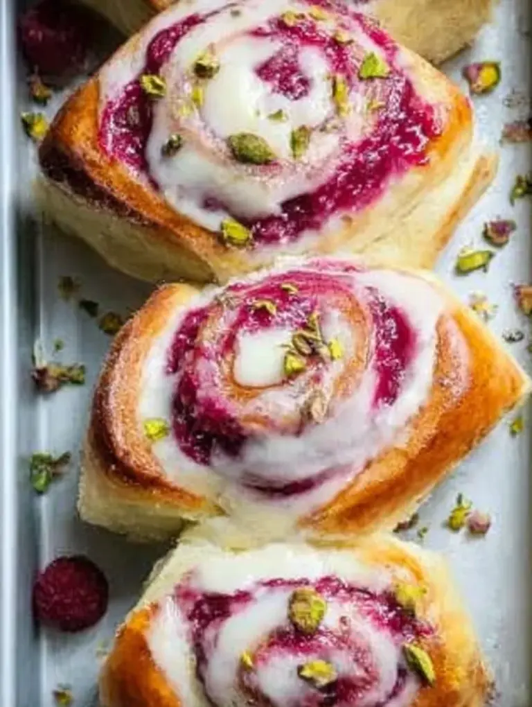 Raspberry and Rose Cheesecake Buns