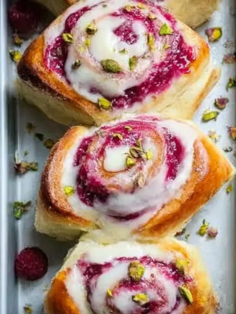 Raspberry and Rose Cheesecake Buns